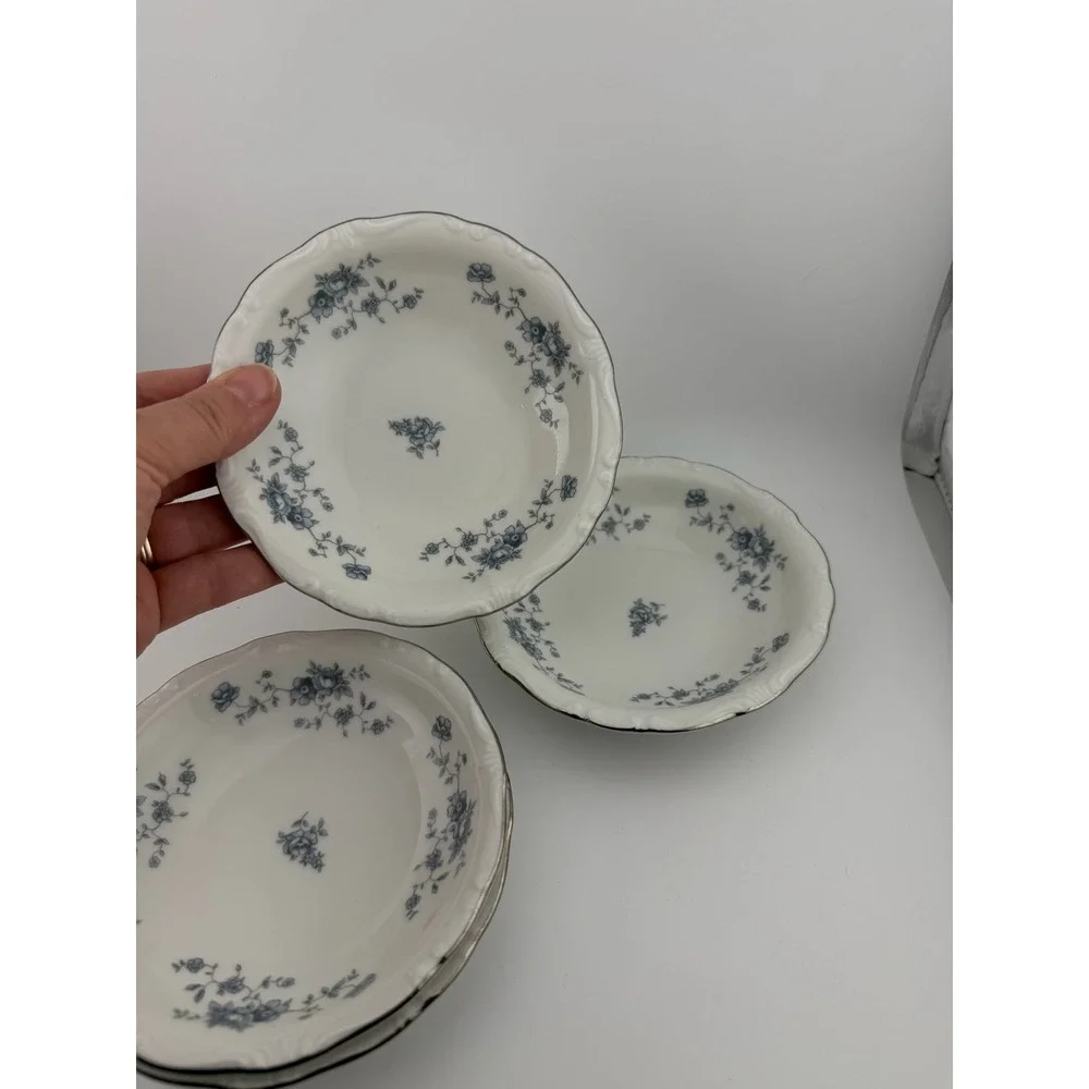 Johann Haviland Bavaria Germany Blue Rose Salad Dessert‎ Plate Set of 4